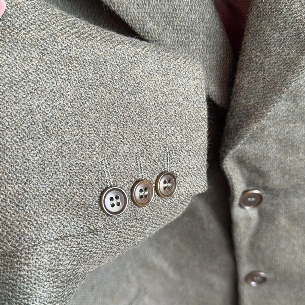 Mens United Colors of Benetton Italy made army green wool blazer jacket size 50